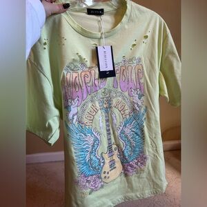 Women's Rock & Roll Graphic Tee - Light Green